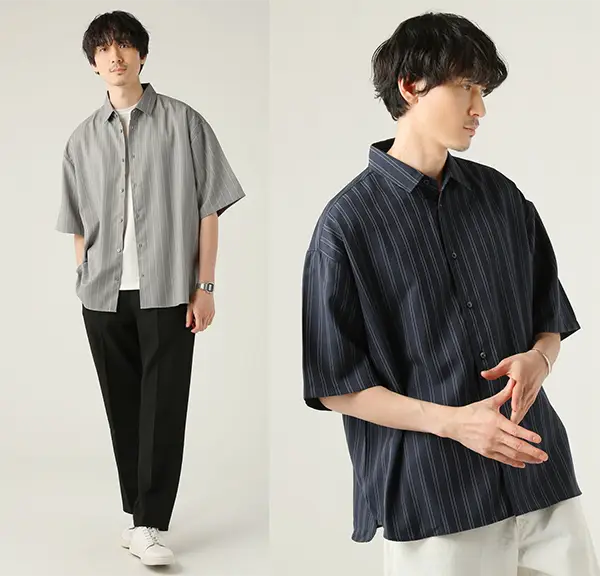 涼し気なリネンライクの日本製半袖シャツ